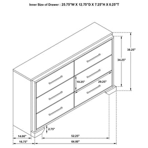 CoasterEveryday Baker 6-Drawer Dresser Brown And Light Taupe