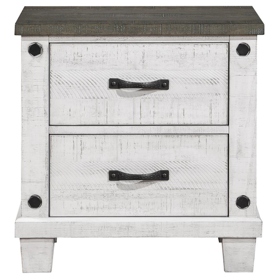 Lilith 2-Drawer Nightstand Distressed Grey And White