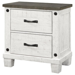 Lilith 2-Drawer Nightstand Distressed Grey And White