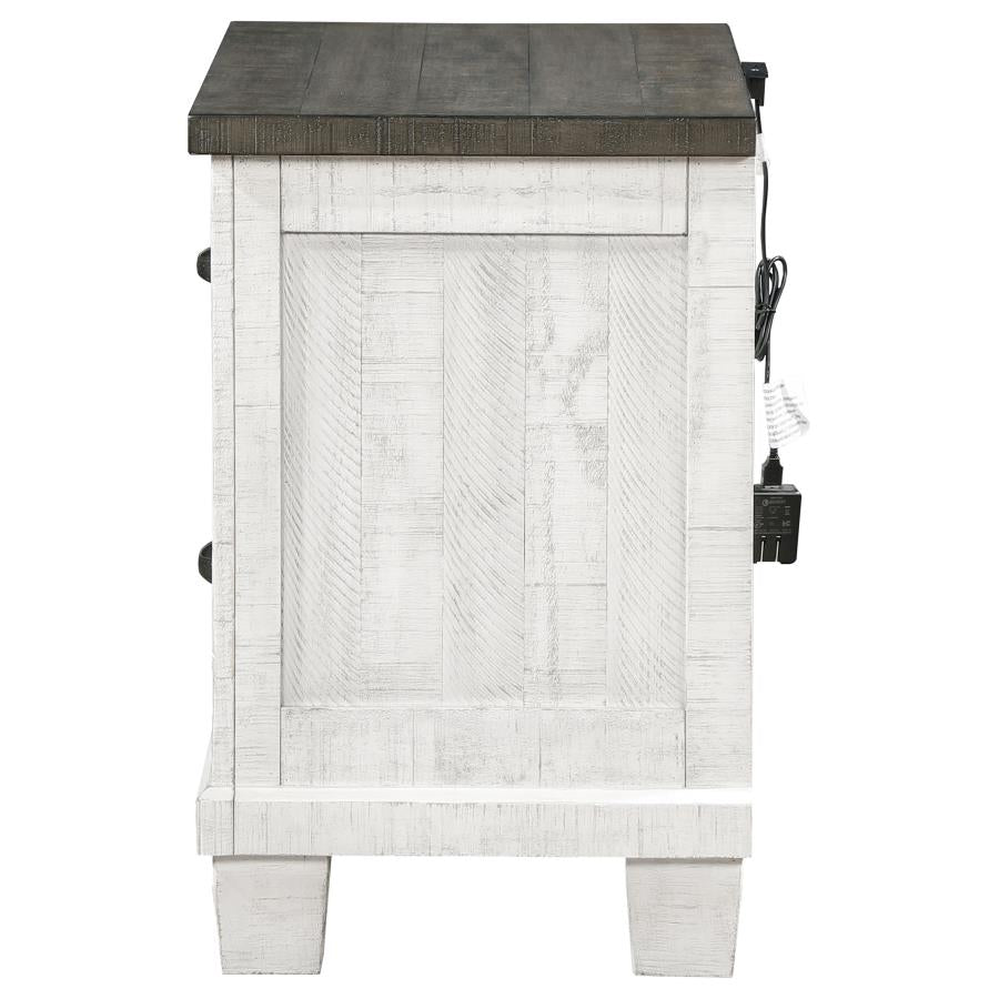 Lilith 2-Drawer Nightstand Distressed Grey And White