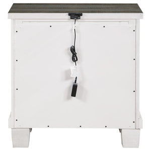 Lilith 2-Drawer Nightstand Distressed Grey And White