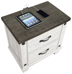 Lilith 2-Drawer Nightstand Distressed Grey And White