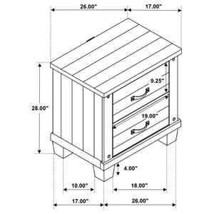 Lilith 2-Drawer Nightstand Distressed Grey And White