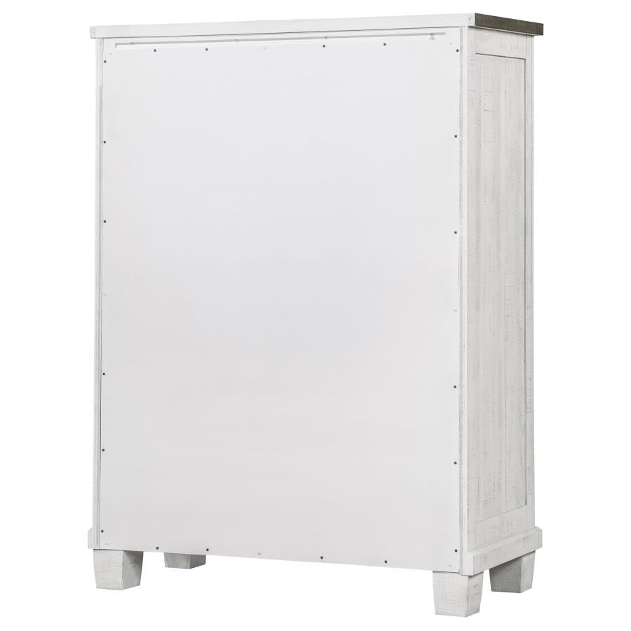 Lilith 5-Drawer Chest Distressed Grey And White