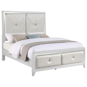 Larue Upholstered Tufted Panel Bed Silver