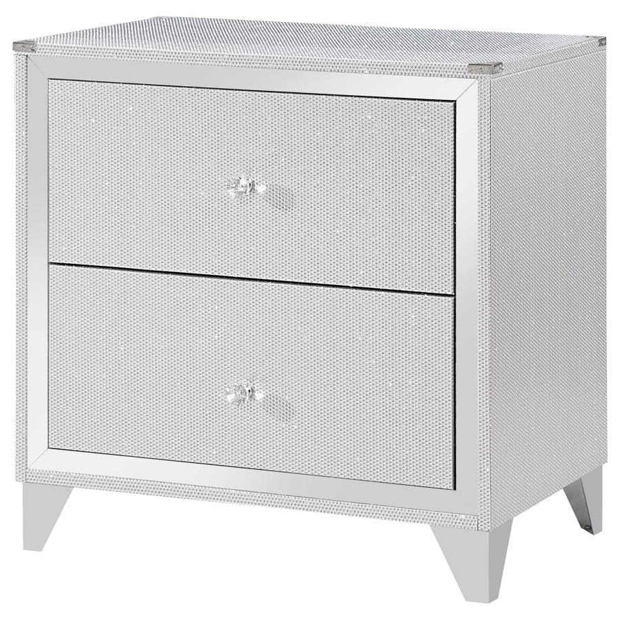 Larue 2-Drawer Nightstand With USB Port Silver