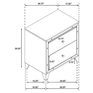 Larue 2-Drawer Nightstand With USB Port Silver