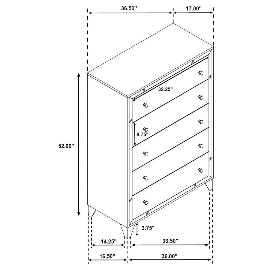 Larue 5-Drawer Chest Silver