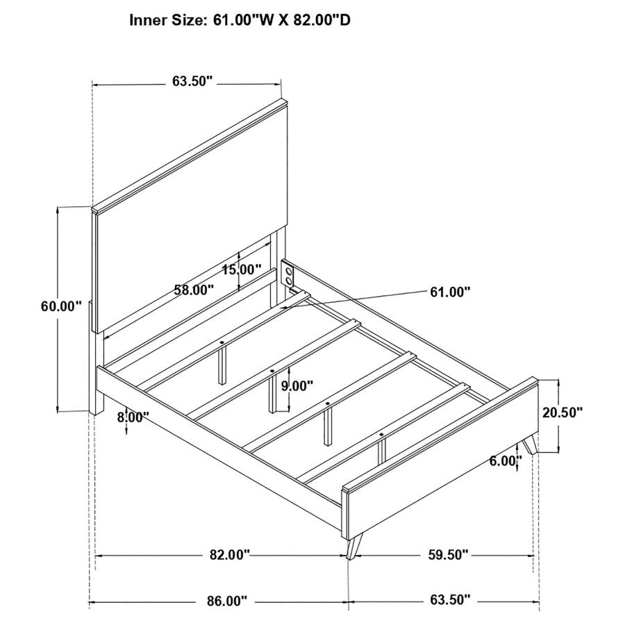 Nathan High Headboard Panel Bed Grey