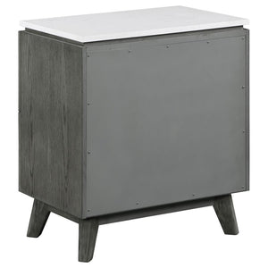 Nathan 2-Drawer Nightstand With USB Port White Marble And Grey