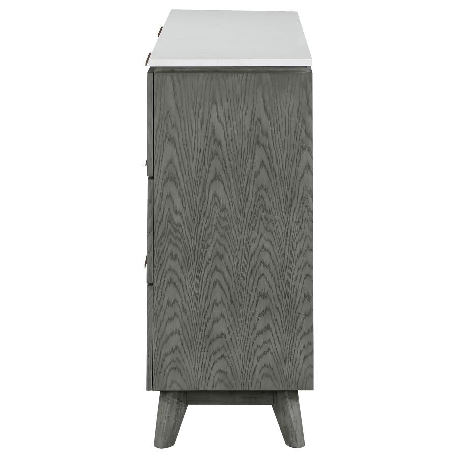 Nathan 6-Drawer Dresser White Marble And Grey