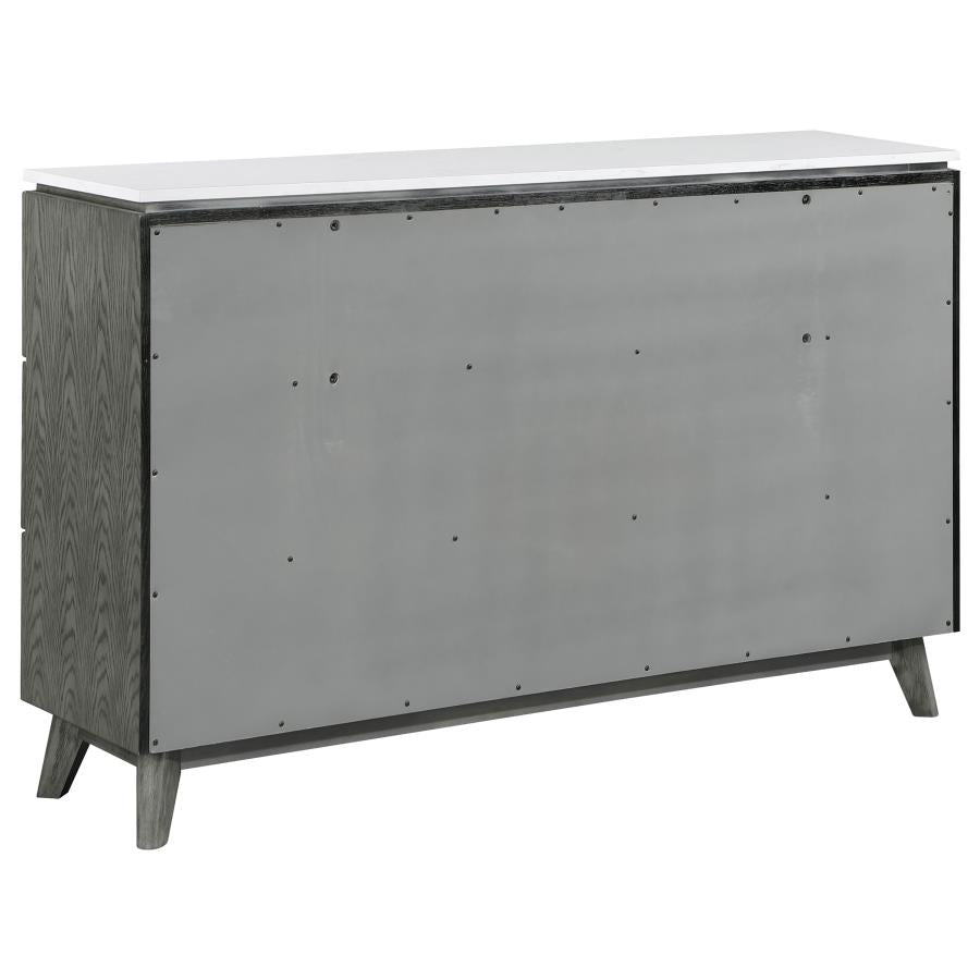 Nathan 6-Drawer Dresser White Marble And Grey