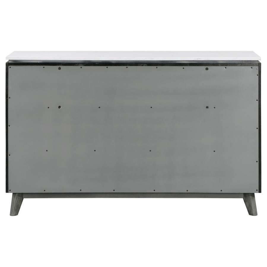 Nathan 6-Drawer Dresser White Marble And Grey