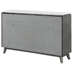 Nathan 6-Drawer Dresser White Marble And Grey