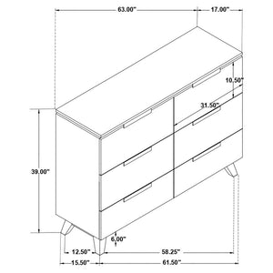 Nathan 6-Drawer Dresser White Marble And Grey