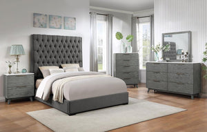 Nathan 6-Drawer Dresser White Marble And Grey