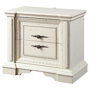 Evelyn 2-Drawer Nightstand With USB Ports Antique White