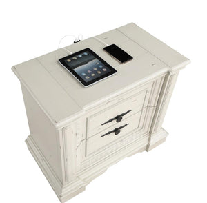 Evelyn 2-Drawer Nightstand With USB Ports Antique White