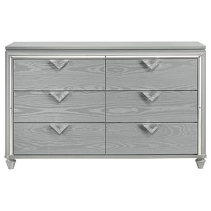 Veronica 6-Drawer Bedroom Dresser Light Silver