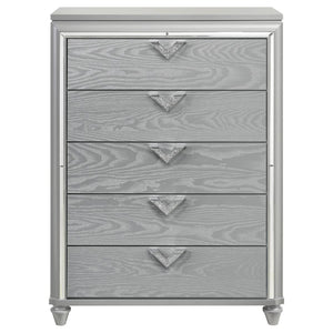 Veronica 5-Drawer Bedroom Chest Light Silver