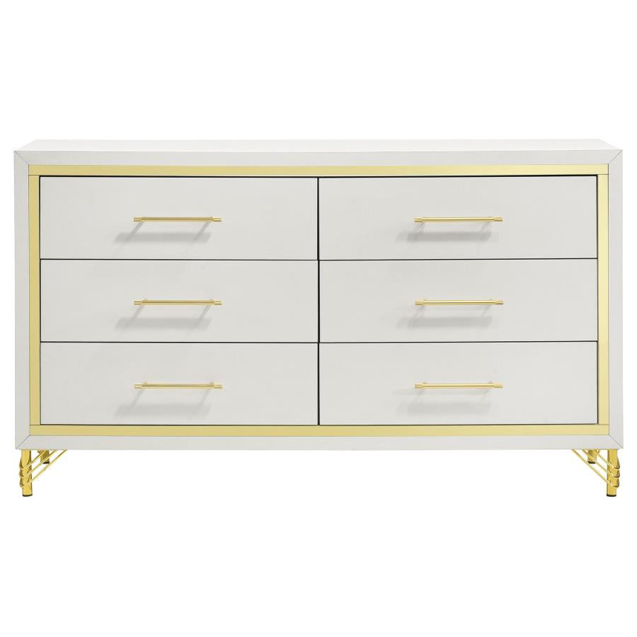 Lucia 6-Drawer Bedroom Dresser White