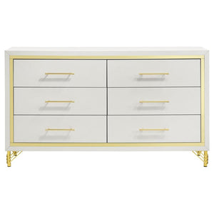 Lucia 6-Drawer Bedroom Dresser White