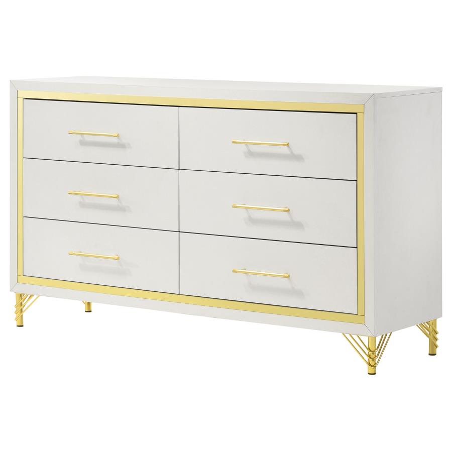 Lucia 6-Drawer Bedroom Dresser White