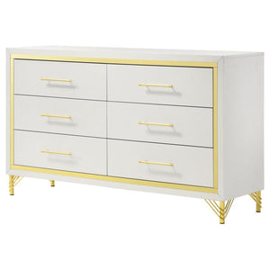 Lucia 6-Drawer Bedroom Dresser White