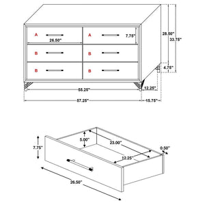 Lucia 6-Drawer Bedroom Dresser White