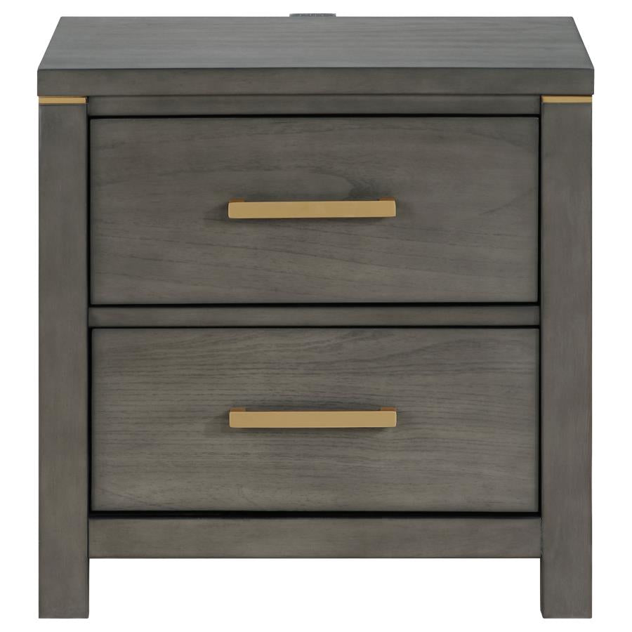 Kieran 2-Drawer Nightstand Bedside Table Grey