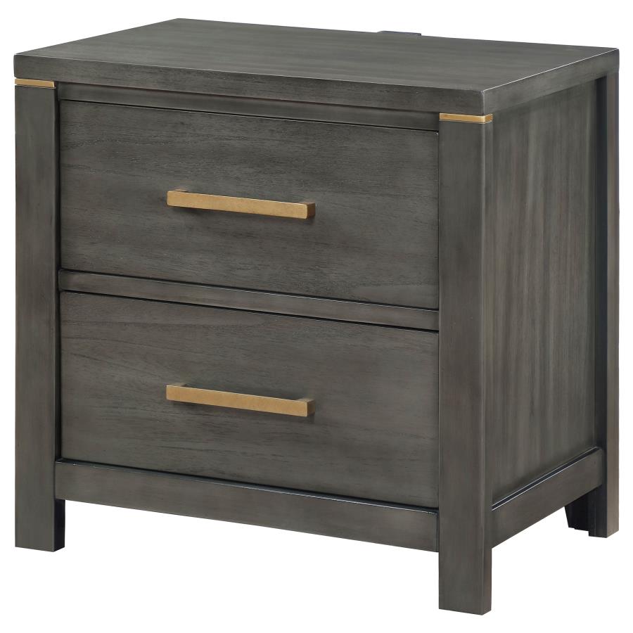 Kieran 2-Drawer Nightstand Bedside Table Grey