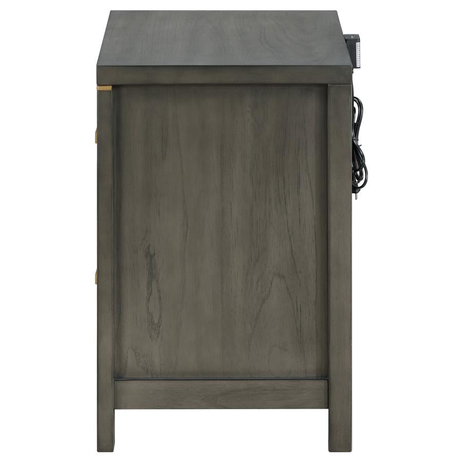 Kieran 2-Drawer Nightstand Bedside Table Grey