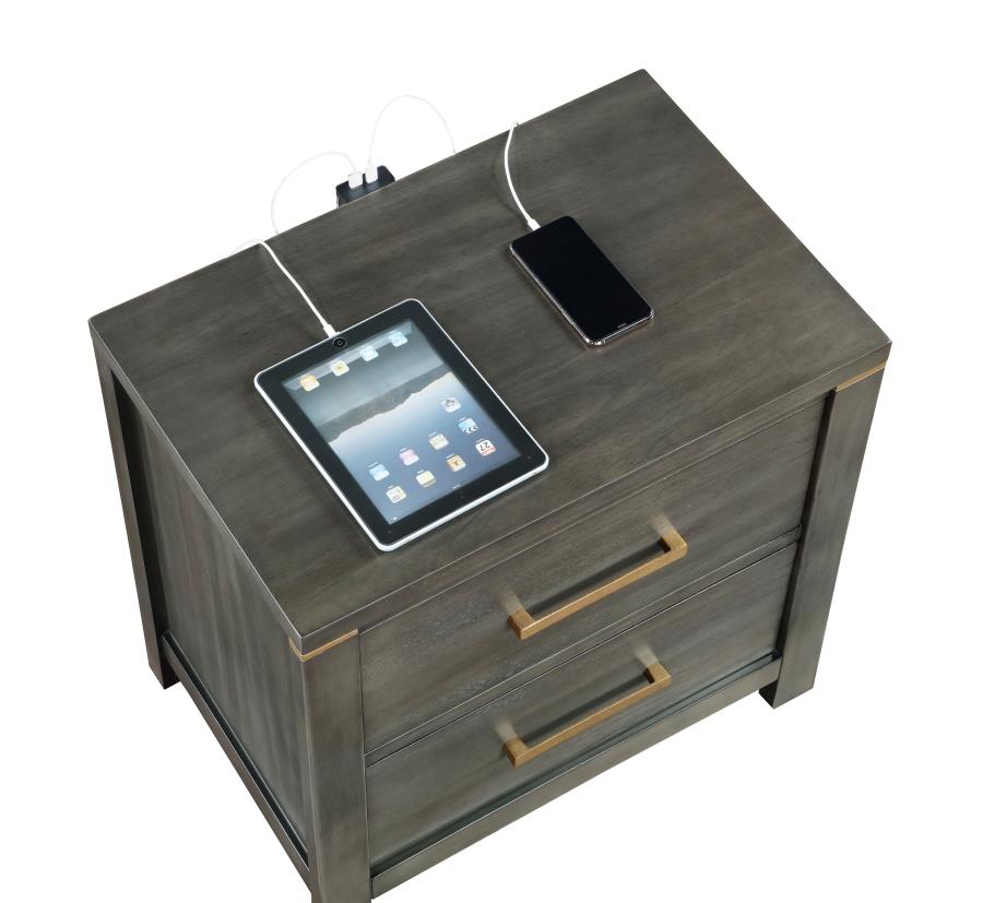 Kieran 2-Drawer Nightstand Bedside Table Grey