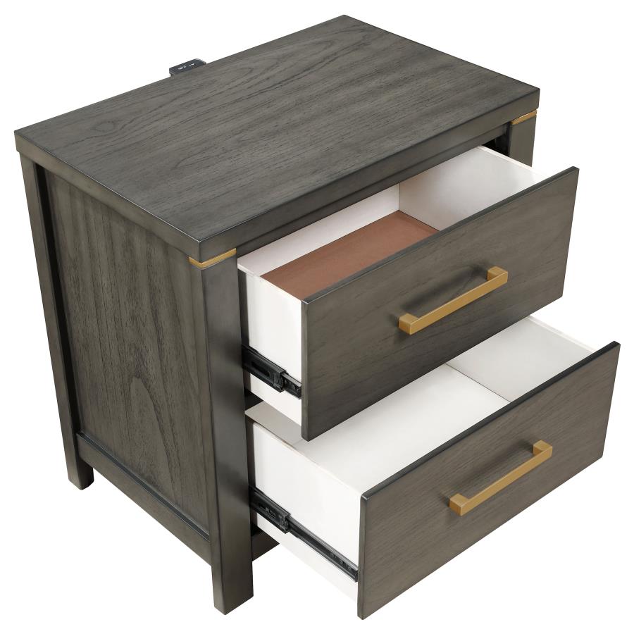 Kieran 2-Drawer Nightstand Bedside Table Grey