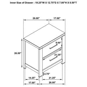 Kieran 2-Drawer Nightstand Bedside Table Grey