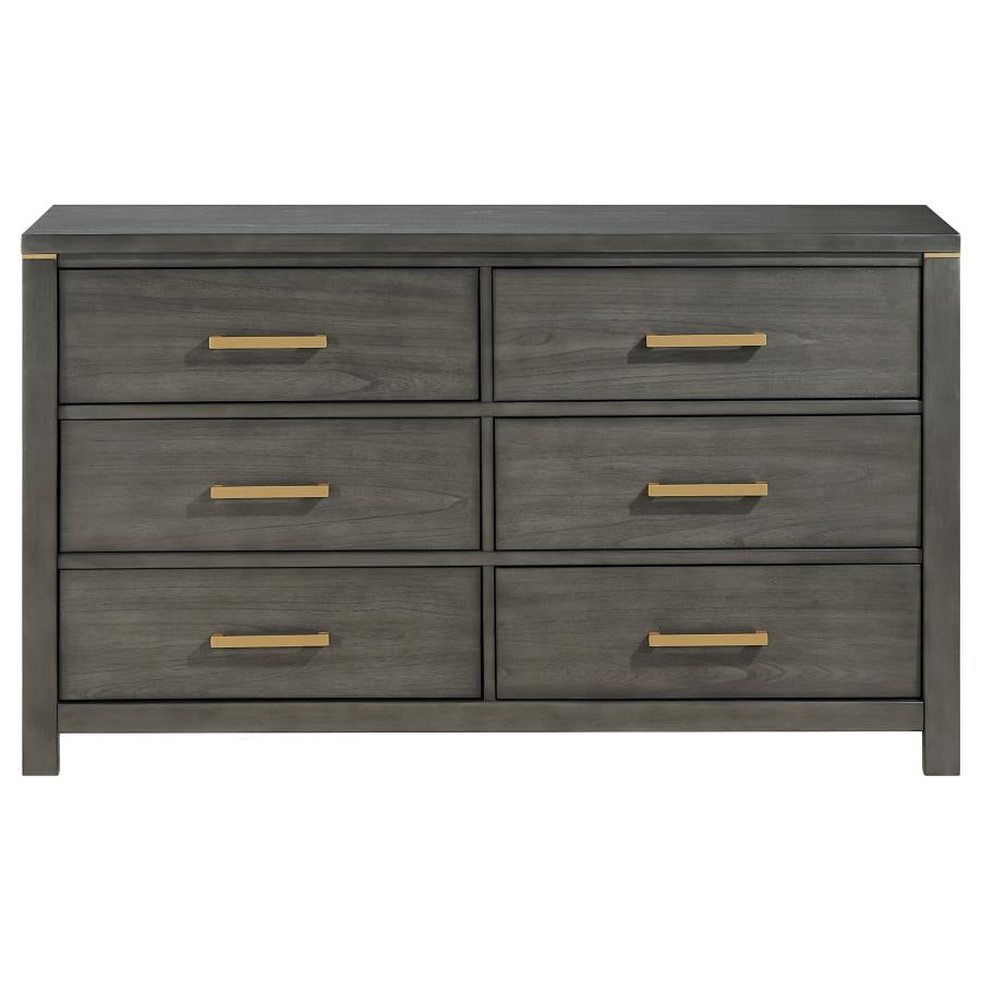 Kieran 6-Drawer Bedroom Dresser Grey