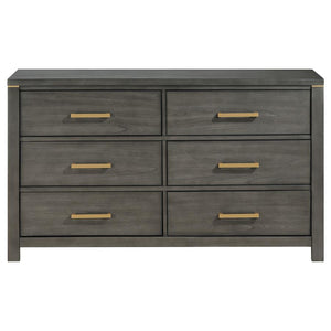 Kieran 6-Drawer Bedroom Dresser Grey