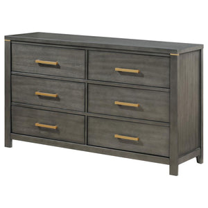 Kieran 6-Drawer Bedroom Dresser Grey