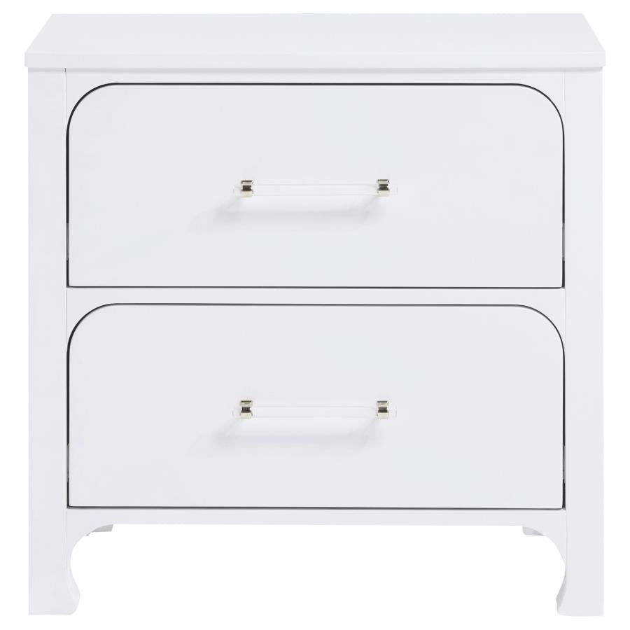 Anastasia 2-Drawer Nightstand Bedside Table Pearl White