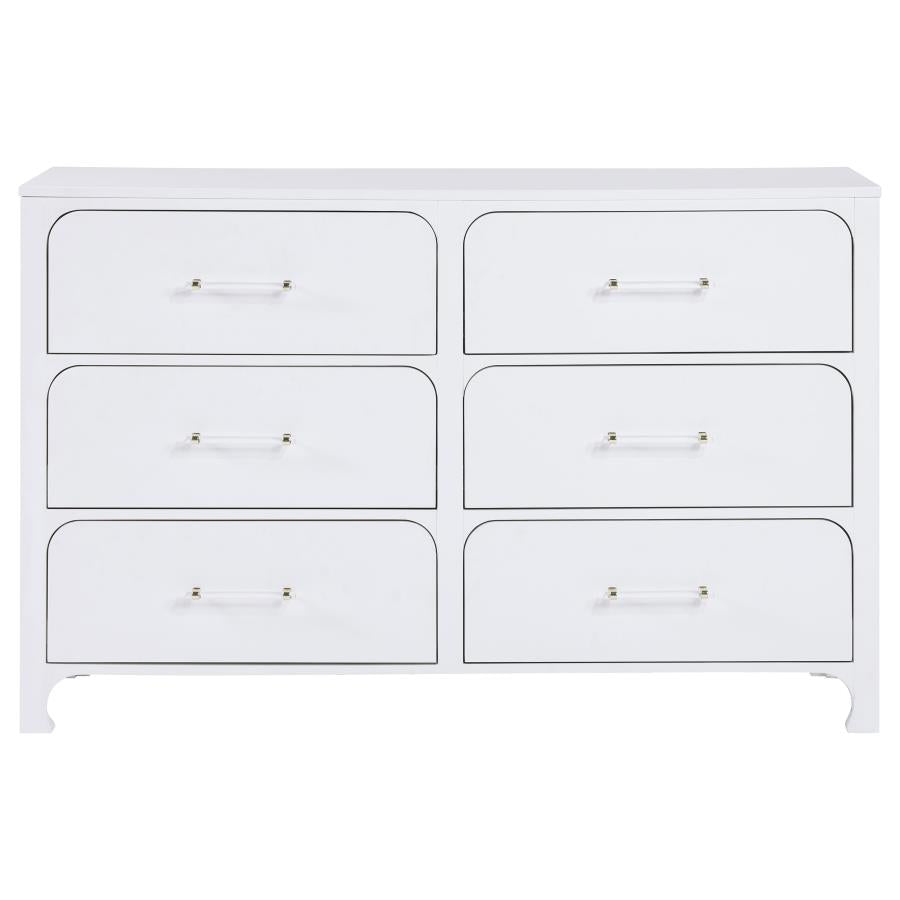 Anastasia 6-Drawer Bedroom Dresser Pearl White