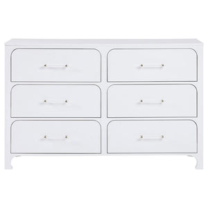 Anastasia 6-Drawer Bedroom Dresser Pearl White