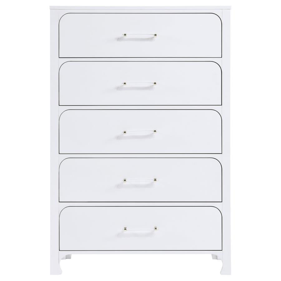 Anastasia 5-Drawer Bedroom Chest Pearl White