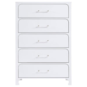 Anastasia 5-Drawer Bedroom Chest Pearl White