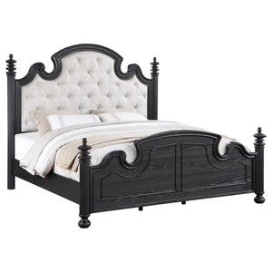 Celina Bed With Upholstered Headboard Black And Beige