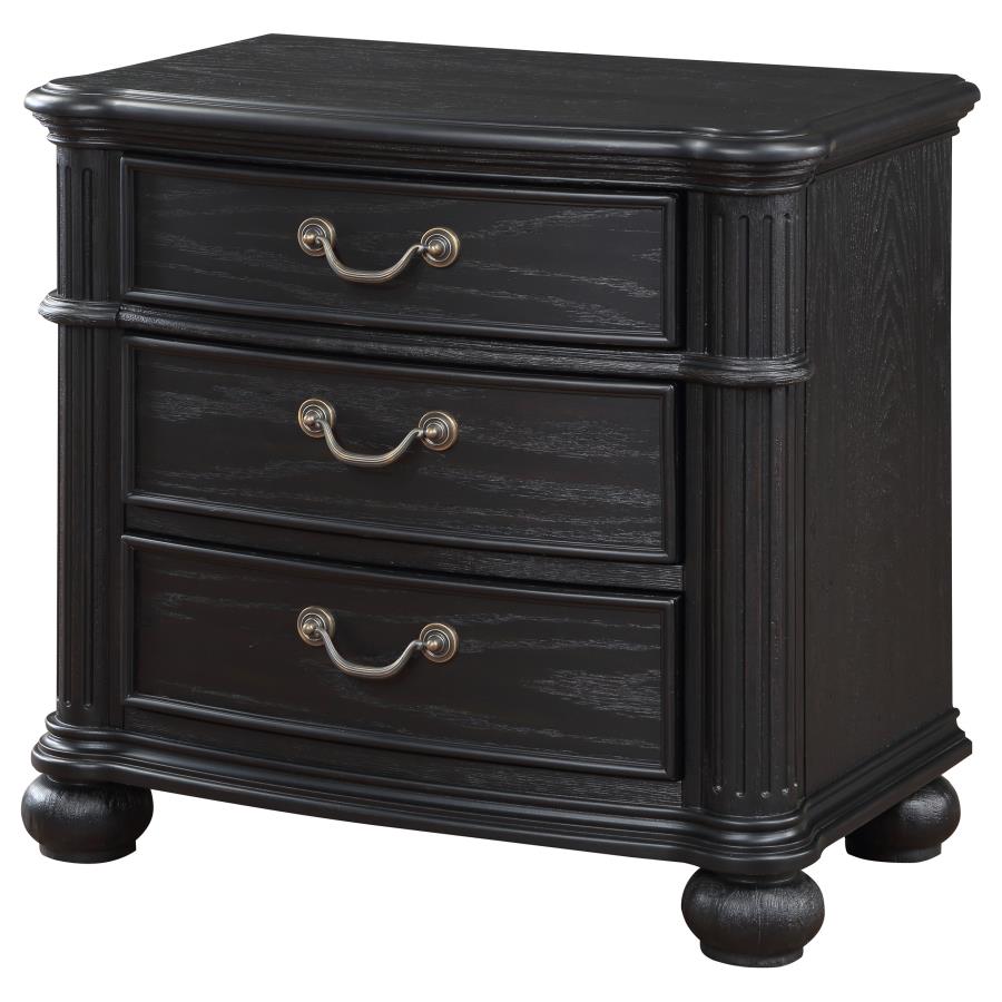 Celina 3-Drawer Nightstand Bedside Table Black