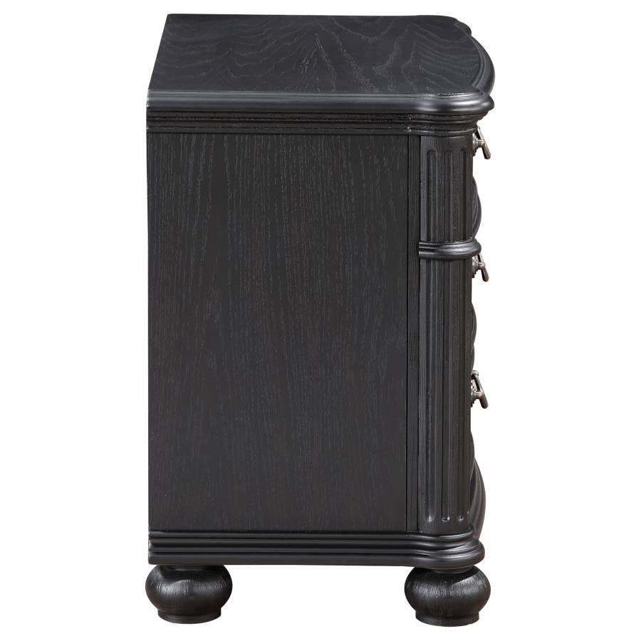 Celina 3-Drawer Nightstand Bedside Table Black