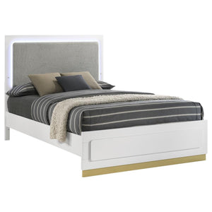 Caraway Bed With LED Headboard White And Grey