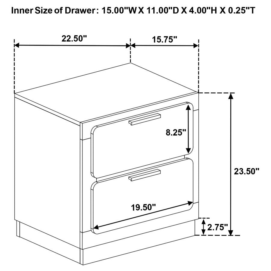 Caraway 2-Drawer Nightstand Bedside Table White