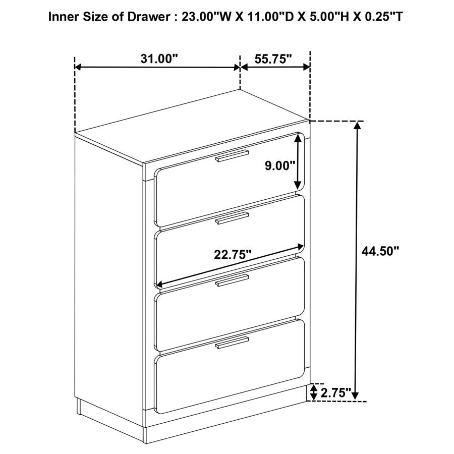 Caraway 4-Drawer Bedroom Chest White