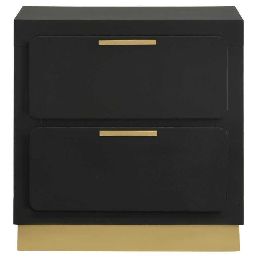 Caraway 2-Drawer Nightstand Bedside Table Black